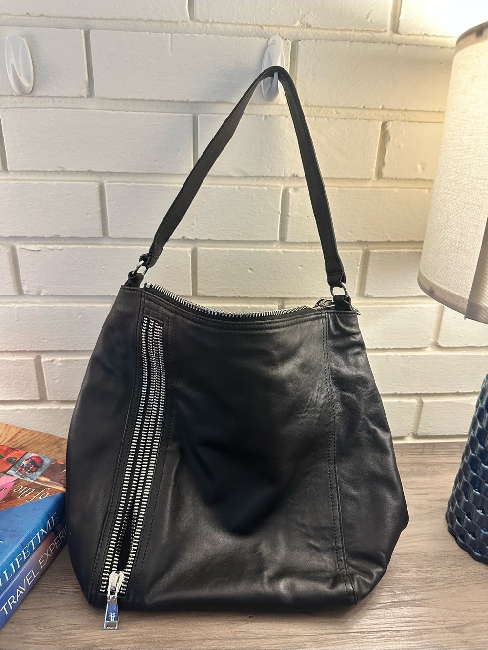 Modern Frye Black Leather Shoulder Hobo Bag